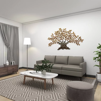 Traditional Metal Tree Indoor Outdoor Wall Decor With Leaves Brown - Olivia & May 13 Traditional Metal Tree Indoor Outdoor Wall Decor With Leaves Brown - Olivia & May - Image 13