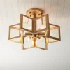 Possini Euro Design Casa Star Modern Ceiling Light Semi Flush Mount Fixture 16" Wide Warm Brass 6-Light Clear Glass For Bedroom Kitchen Living Room