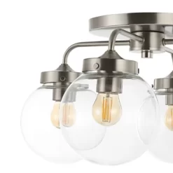 18" 4-Light Piper Farmhouse Rustic Iron/Glass LED Semi Flush Mount Nickel/Clear - JONATHAN Y -Northlight Store GUEST 7ed7f1e7 9361 4701 9cd4 bde5a7bb826f