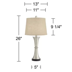 360 Lighting Seymore Modern Table Lamps 26" High Set Of 2 With USB Port Silver LED Touch On Off Burlap Linen Drum Shade For Bedroom Living Room Desk -Northlight Store GUEST 818c680c 0e14 4a12 87cd 828e10085396