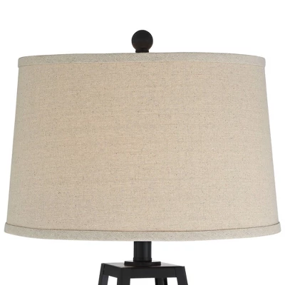 Franklin Iron Works Kacey Industrial Table Lamps 25 1/4" High Set Of 2 Dark Metal With USB LED Nightlight Oatmeal Shade For Bedroom Living Room Desk 8 Franklin Iron Works Kacey Industrial Table Lamps 25 1/4" High Set Of 2 Dark Metal With USB LED Nightlight Oatmeal Shade For Bedroom Living Room Desk - Image 8