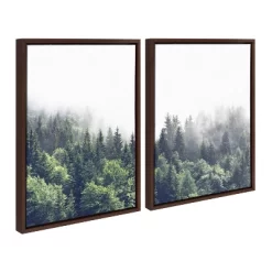 18" X 24" 2pc Sylvie Lush Green Forest On A Foggy Day Framed Canvases By The Creative Bunch Studio Brown - Kate & Laurel All Things Decor