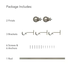 Cordelia 1" Window Drapery Single Curtain Rod With Globe Ball Finial - Elrene Home Fashions 9 Cordelia 1" Window Drapery Single Curtain Rod With Globe Ball Finial - Elrene Home Fashions -Northlight Store GUEST 83574a1d c252 428e b2fc 17f7103012f1