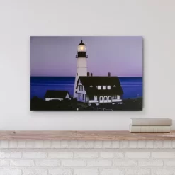Northlight LED Lighted Dusk Lighthouse Seaside Scene Canvas Wall Art 15.75" X 23.75"