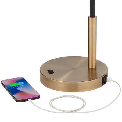 360 Lighting Colborne Modern Mid Century Desk Table Lamp 28" Tall Antique Brass Black With USB Charging Port LED For Bedroom Living Room Bedside Kids 3 360 Lighting Colborne Modern Mid Century Desk Table Lamp 28" Tall Antique Brass Black With USB Charging Port LED For Bedroom Living Room Bedside Kids - Image 3