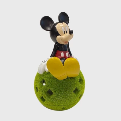 Disney 10" Stone Mickey Mouse Sitting On Flocked Ball Garden Statue 2 Disney 10" Stone Mickey Mouse Sitting On Flocked Ball Garden Statue - Image 2