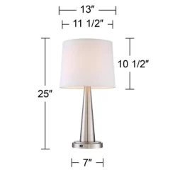 360 Lighting Karla Art Deco Style Table Lamps 25" High Set Of 2 Brushed Nickel With USB Charging Port And Table Top Dimmers White Fabric Drum For Desk -Northlight Store GUEST 885eca65 547e 4dde bd6d 7fcb78d93b6f