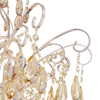Vienna Full Spectrum Mellie Champagne Gold Chandelier 24" Wide French Crystal 6-Light Fixture For Dining Room House Kitchen Island Entryway Bedroom 2 Vienna Full Spectrum Mellie Champagne Gold Chandelier 24" Wide French Crystal 6-Light Fixture For Dining Room House Kitchen Island Entryway Bedroom - Image 2