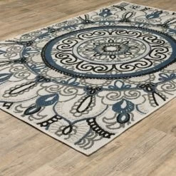 Trinity Bohemian Medallion Patio Area Rug Beige/Blue - Captiv8e Designs -Northlight Store GUEST 88e50f6e f41c 40f5 a7fb 196bdcdacac7