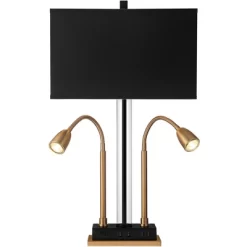 Possini Euro Design Griffin Modern Gooseneck Desk Lamp 31" Tall Gold With USB Charging Port Black Metal Rectangular Shade For Bedroom Living Room Kids -Northlight Store GUEST 8961ed33 5970 4a22 a9a6 17f870e7a3a0
