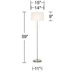 Possini Euro Design Simplicity Modern Floor Lamp 59" Tall Brushed Nickel Silver Off White Tapered Drum Shade For Living Room Bedroom Office House Home -Northlight Store GUEST 899d3371 1b6f 4f83 a644 affa9374ec89
