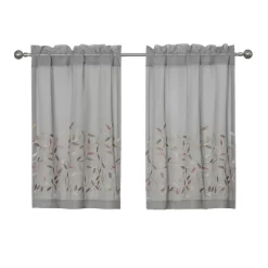 Kate Aurora Shabby Sheer Embroidered Complete 3 Piece Floral Rod Pocket Cafe Kitchen Curtain Tier & Valance Set -Northlight Store GUEST 8a8ced0e 1cc3 4e3d a8db 038bf57ac21a