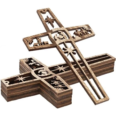 Bright Creations 6 Pack Nativity Scene Wood Cross For Wall Hanging Home Décor, Christmas Religious Gifts, 10.4x6.7x0.3 In 2 Bright Creations 6 Pack Nativity Scene Wood Cross For Wall Hanging Home Décor, Christmas Religious Gifts, 10.4x6.7x0.3 In - Image 2