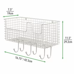 MDesign Metal Storage Organizer Basket With 6 Hooks - Wall Mount 13 MDesign Metal Storage Organizer Basket With 6 Hooks - Wall Mount -Northlight Store GUEST 8bab176a 943c 4cc4 864b 1ec1cba87ebf