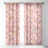 Ninola Design Fresh Flowers Pink Single Panel Sheer Window Curtain - Deny Designs