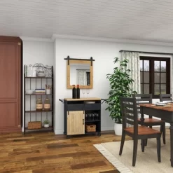 Wood Wall Mirror With Metal Hanging Rod Brown - Olivia & May -Northlight Store GUEST 8e355f5f b58a 4a21 826d bd5f547ce7d6