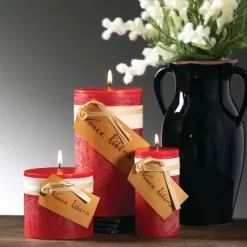 Cranberry Timber Pillar Candles Kit - Set Of 3 -Northlight Store GUEST 8fbc3b74 a5b9 4205 a5eb 8820edc7f5de