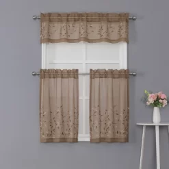 Kate Aurora Shabby Sheer Embroidered Complete 3 Piece Floral Rod Pocket Cafe Kitchen Curtain Tier & Valance Set -Northlight Store GUEST 910358bd 4c9a 4c9a b715 21de0f410e94