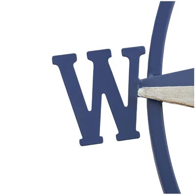 Metal Compass Distressed Wall Decor With Cream Accent Blue - Olivia & May 4 Metal Compass Distressed Wall Decor With Cream Accent Blue - Olivia & May - Image 4