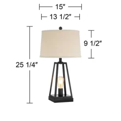 Franklin Iron Works Kacey Industrial Table Lamps 25 1/4" High Set Of 2 Dark Metal With USB LED Nightlight Oatmeal Shade For Bedroom Living Room Desk 12 Franklin Iron Works Kacey Industrial Table Lamps 25 1/4" High Set Of 2 Dark Metal With USB LED Nightlight Oatmeal Shade For Bedroom Living Room Desk -Northlight Store GUEST 918c0446 fa3e 4bfa ba5e 037ed60f5f75