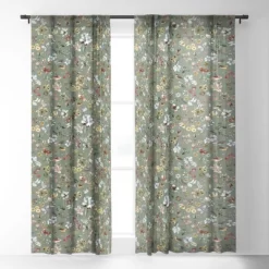 Ninola Design Wild Nature Countryside Green Single Panel Sheer Window Curtain - Deny Designs