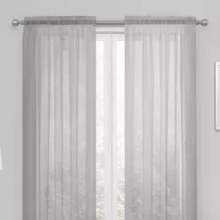 Kate Aurora Essential 1 Piece Silver Gray Sheer Voile Rod Pocket Window Curtain Panel
