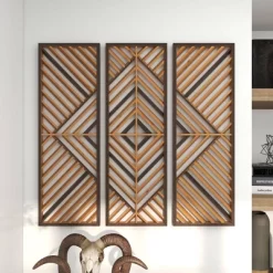 Set Of 3 Wood Geometric Slatted Wood Design Wall Decors Brown - Olivia & May -Northlight Store GUEST 959385e4 d2e2 4cd0 be57 52c83a5a4dc4