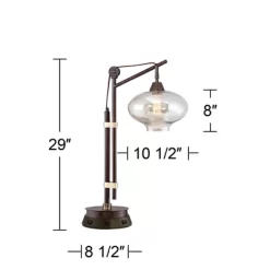 Franklin Iron Works Industrial Desk Table Lamp With USB And AC Power Outlet Workstation Charging Base 29" Tall Bronze Cognac Glass Office -Northlight Store GUEST 962515bb ae6e 4e49 ad30 8f29b650966e