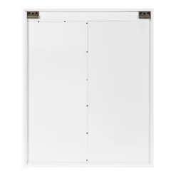 Decorative Wood Wall Storage Cabinet With Vanity Mirror And Sliding Barn Door Rustic White - Kate & Laurel All Things Decor