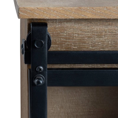 30" X 28" Barnhardt Decorative Wooden Wall Cabinet With 2 Sliding Glass Doors Rustic Brown - Kate & Laurel All Things Decor 1 30" X 28" Barnhardt Decorative Wooden Wall Cabinet With 2 Sliding Glass Doors Rustic Brown - Kate & Laurel All Things Decor