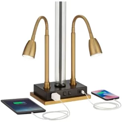 Possini Euro Design Griffin Modern Gooseneck Desk Lamp 31" Tall Gold With USB Charging Port Black Metal Rectangular Shade For Bedroom Living Room Kids -Northlight Store GUEST 9701dbd7 4bfa 42c4 bb69 c1f971156076