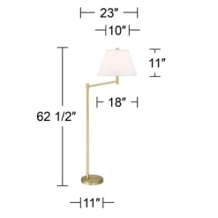 Possini Euro Design Modern Arc Floor Lamp Standing 62 1/2" Tall Warm Gold Offset Arm White Linen Drum Shade For Living Room Reading Family Bedroom -Northlight Store GUEST 9730cedd 2492 4c1e a5b4 7f14b03b2d31