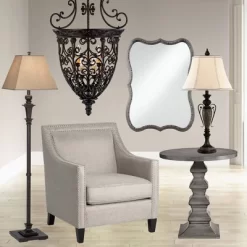 Franklin Iron Works French Scroll Rubbed Bronze Chandelier 22 1/2" Wide Rustic 9-Light Fixture For Dining Room House Kitchen Island Entryway Bedroom -Northlight Store GUEST 977d7ad2 7483 4c76 8dc5 b8999614fe6c