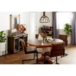 Wood Wall Mirror With Metal Hanging Rod Brown - Olivia & May -Northlight Store GUEST 98fcb793 75d1 4b7d a108 ebbc2197becb