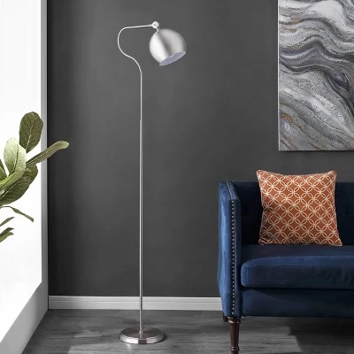 Elijah Iron Floor Lamp (Includes LED Light Bulb) Brushed Nickel - Safavieh 2 Elijah Iron Floor Lamp (Includes LED Light Bulb) Brushed Nickel - Safavieh - Image 2