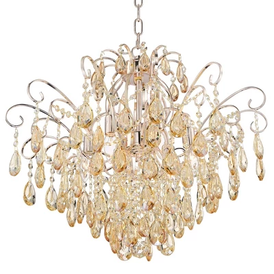 Vienna Full Spectrum Mellie Champagne Gold Chandelier 24" Wide French Crystal 6-Light Fixture For Dining Room House Kitchen Island Entryway Bedroom 6 Vienna Full Spectrum Mellie Champagne Gold Chandelier 24" Wide French Crystal 6-Light Fixture For Dining Room House Kitchen Island Entryway Bedroom - Image 6