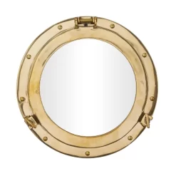 Brass Sail Boat Wall Mirror With Port Hole Detailing Gold- Novogratz