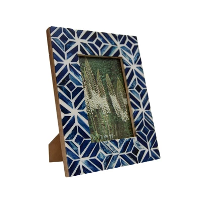 4x6 Inches Blue Wood, Resin & Glass Photo Frame - Foreside Home & Garden 1 4x6 Inches Blue Wood, Resin & Glass Photo Frame - Foreside Home & Garden