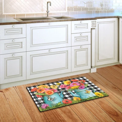 Briarwood Lane Gerber Daisy Watering Can Spring Doormat Checkered Floral Indoor Outdoor 30" X 18" 3 Briarwood Lane Gerber Daisy Watering Can Spring Doormat Checkered Floral Indoor Outdoor 30" X 18" - Image 3