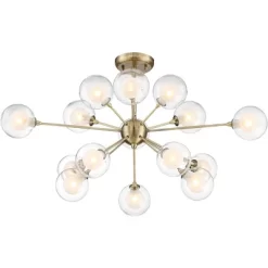 Possini Euro Design Modern Ceiling Light Semi Flush Mount Fixture Sputnik Brass 30 1/2" Wide 15-Light Double Glass Ball Hallway -Northlight Store GUEST a3344d35 d1d8 4a60 8f88 777e9a7f591d