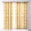 Little Dean Yellow Mustard Boho Stripe Single Panel Sheer Window Curtain - Deny Designs