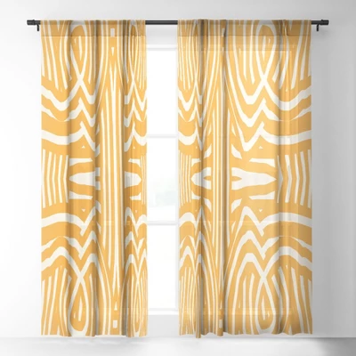 Little Dean Yellow Mustard Boho Stripe Single Panel Sheer Window Curtain - Deny Designs 1 Little Dean Yellow Mustard Boho Stripe Single Panel Sheer Window Curtain - Deny Designs