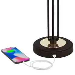 Franklin Iron Works Javier Industrial Table Lamp 24 1/2" High Bronze With USB Charging Port White Drum Shade For Bedroom Living Room Bedside Home Desk -Northlight Store GUEST a4b0b111 7242 4470 816e 091b7479f8b1