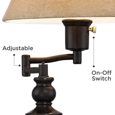 Regency Hill Traditional Desk Table Lamp Swing Arm With Hotel Style USB Charging Port 21.75" High Bronze Metal Faux Leather Bell Shade For Bedroom 5 Regency Hill Traditional Desk Table Lamp Swing Arm With Hotel Style USB Charging Port 21.75" High Bronze Metal Faux Leather Bell Shade For Bedroom - Image 5