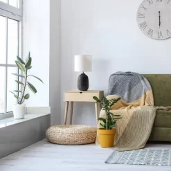 20.4" Traditional Ceramic Purled Texture Bedside Table Desk Lamp With White Fabric Drum Shade Black - Simple Designs -Northlight Store GUEST ab17b349 f98a 47f6 89ea 3fbaa719214b