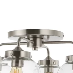 18" 4-Light Piper Farmhouse Rustic Iron/Glass LED Semi Flush Mount Nickel/Clear - JONATHAN Y -Northlight Store GUEST ac465f2f 7575 48f0 be7d 92b449b5e8a7