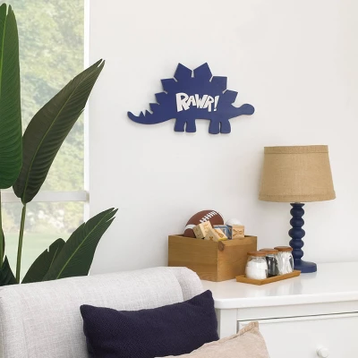Little Love By NoJo Dinosaur Shaped Wall Decor - Rawr Blue & White Wood 2 Little Love By NoJo Dinosaur Shaped Wall Decor - Rawr Blue & White Wood - Image 2