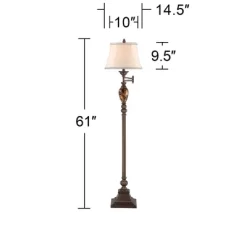 Kathy Ireland Vintage Swing Arm Floor Lamp 61" Tall Bronze Marble Font Faux Silk Shade For Living Room Reading House Bedroom Home -Northlight Store GUEST ae29cef7 7d38 4675 92b9 aa8ba13870da