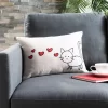 Kitty Love Pillow - Cream/Red - 12" X 18" - Safavieh