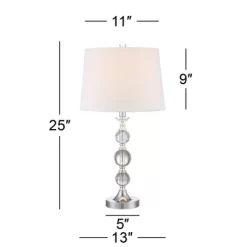 360 Lighting Solange Modern Table Lamps 25" High Set Of 2 Stacked Crystal Glass Silver White Tapered Drum Shade For Bedroom Living Room Nightstand -Northlight Store GUEST aebd4aca c95d 4e9a 818c 2118dfe94156